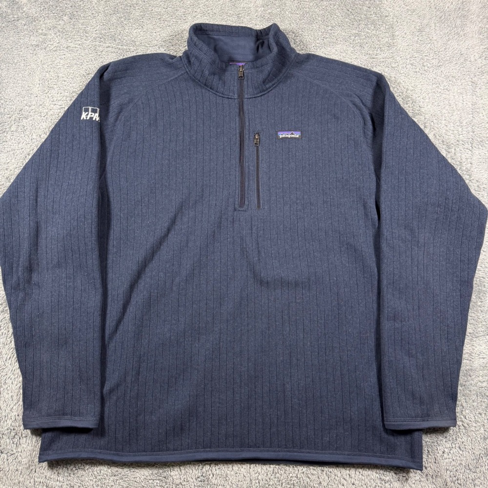 Patagonia Better Sweater Rib Knit Pullover Mens XXL Blue 1/4 Zip KPMG 25300FA19